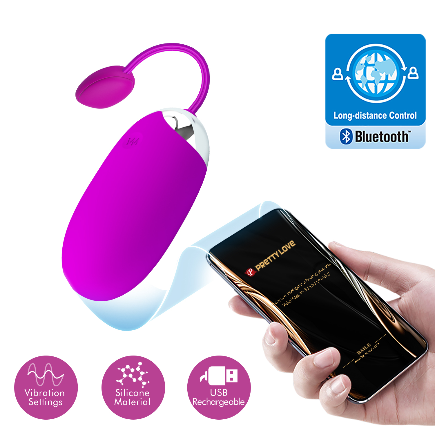 Trứng Rung Pretty Love Abner Điều Khiển Smartphone Không Dây