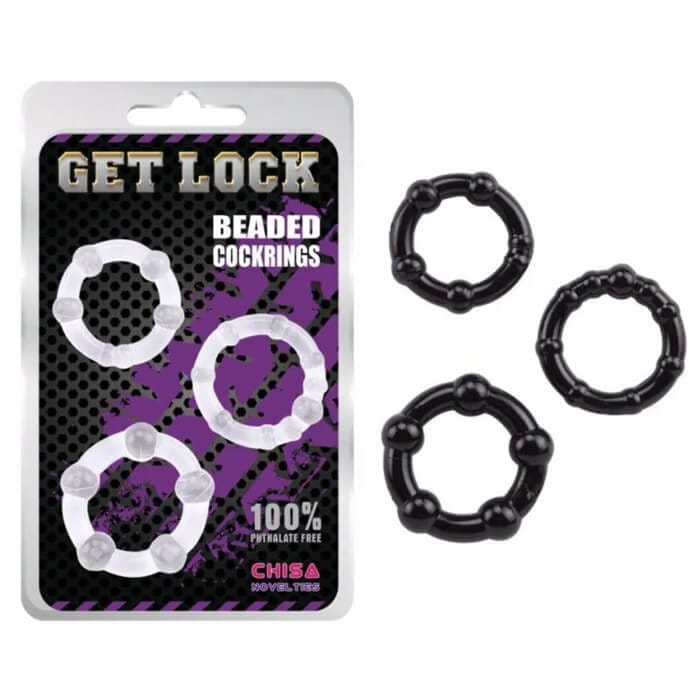 Bộ 3 Vòng Đeo Dương Vật Đính Cườm Kéo Dài Thời Gian Get Lock Chisa