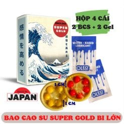 Bao Cao Su Bi Lớn Super Gold Nhật Bản Chính Hãng Hộp 4 Cái - Hàng Chính Hãng - Tặng 2 Gel Bôi Trơn Oleo 8g
