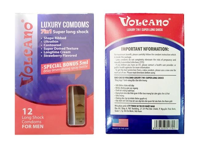 Bao Cao Su Volcano 7in1 + Chai Xịt Cao Cấp Volcano 5ml 3 Bao Cao Su Volcano 7in1 + Chai Xịt Cao Cấp Volcano 5ml