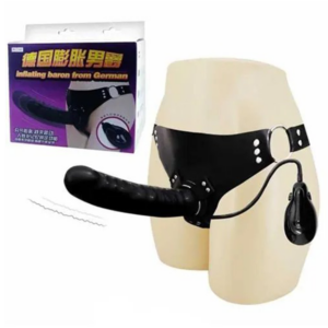 Dương Vật Giả Dây Đeo Bơm Hơi Tự Động Màu Đen