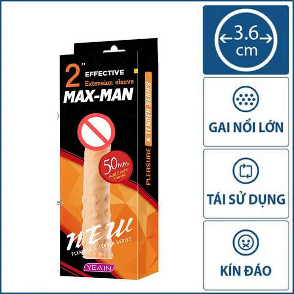 Bao Cao Su Đôn Dên Maxman Silicon Gai YY914 Tăng Thêm 5cm 15 bao cao su don den maxman gai yy 914