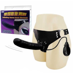 Dương Vật Giả Dây Đeo Bơm Hơi Tự Động Màu Đen