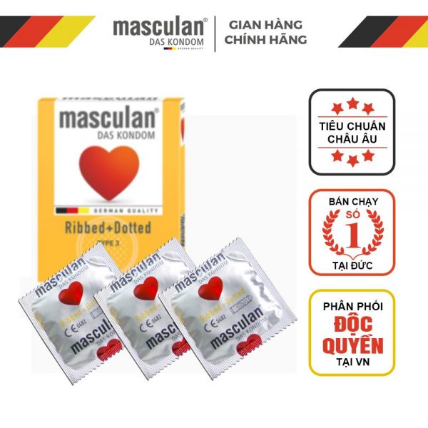 Bao Cao Su Masculan Ribbed+Dotted – Gân chấm hạt 4 Bao Cao Su Masculan Ribbed+Dotted – Gân chấm hạt