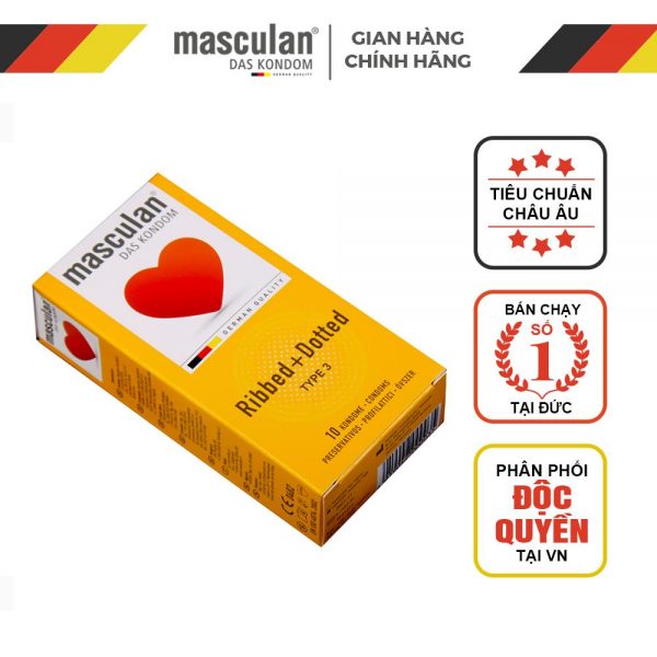 Bao Cao Su Masculan Ribbed+Dotted – Gân chấm hạt 3 Bao Cao Su Masculan Ribbed+Dotted – Gân chấm hạt
