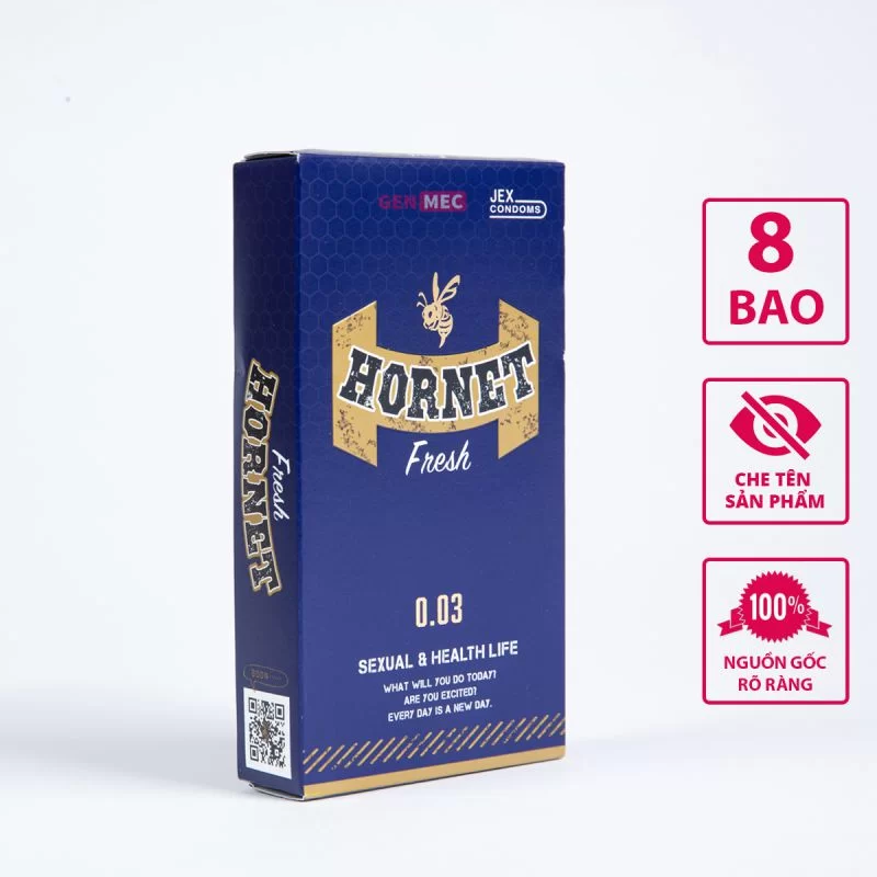 Bao Cao Su Jex Hornet Fresh 0.03 Siêu Mỏng, Nhiều Gel, Hương Bạc Hà 8s 8 Bao Cao Su Jex Hornet Fresh 0.03 Siêu Mỏng, Nhiều Gel, Hương Bạc Hà 8s