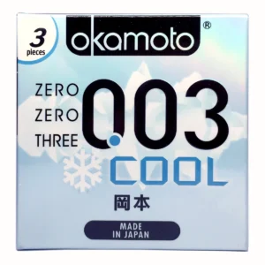 Bao Cao Su Okamoto 0.03 Cool Siêu Mỏng Bóng Láng Mát Lạnh Hộp 3 Cái