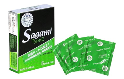 Bao Cao Su Sagami Type E – Hộp 5 Chiếc, Gân Gai 4 Bao Cao Su Sagami Type E – Hộp 5 Chiếc, Gân Gai