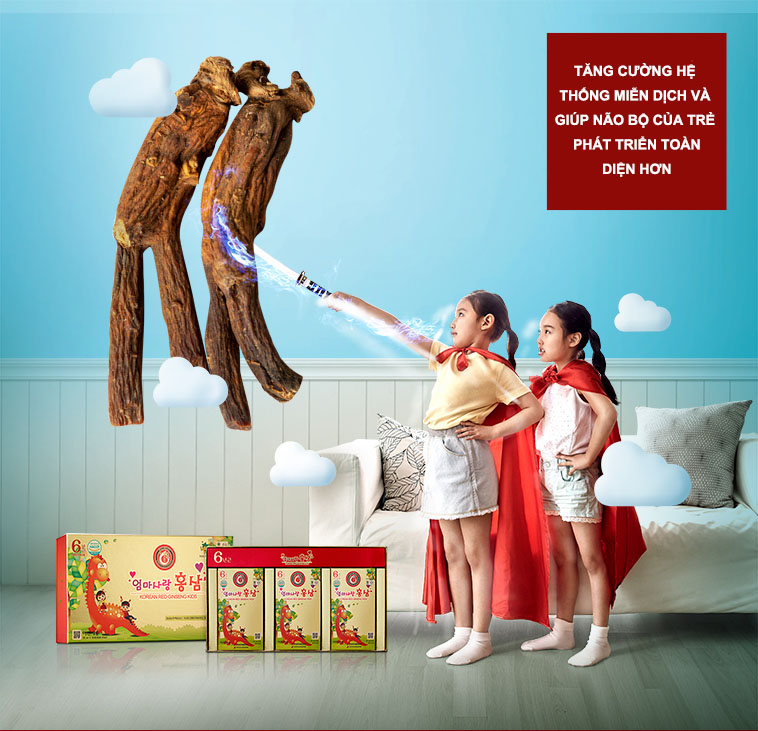 Nước hồng sâm trẻ em Hàn Quốc POCHEON Kids 20ml 30 gói 18 tre em1