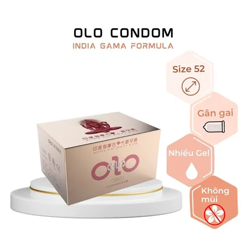 Bao Cao Su OLO Gamma Formula - Kéo Dài Thời Gian, Gân Gai - Hộp 10 Cái 18 bao cao su olo hong 9