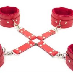Hogtie restraint Bdsm Leather Handcuffs Ankle Cuffs Cross Buckle Adult Bondage Fetish Slave Games Sex Toys 1 11zon