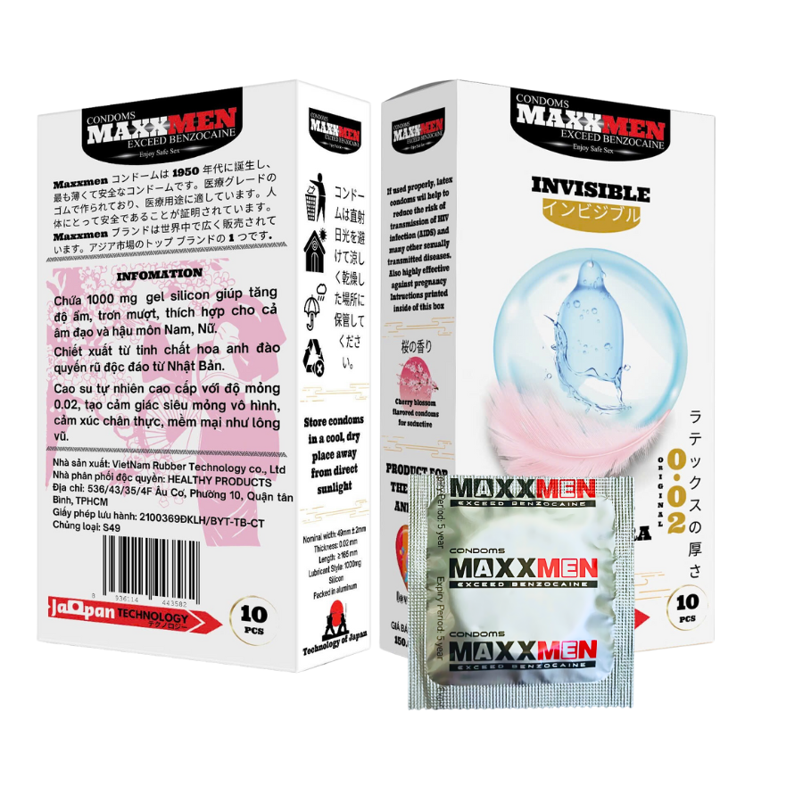 Bao cao su size 49mm Maxxmen Invisible 002, công nghệ NHẬT BẢN cực siêu mỏng NHIỀU GEL, hương hoa anh đào cho LGBT, Gay 12 Bao cao su size 49mm Maxxmen Invisible 002, công nghệ NHẬT BẢN cực siêu mỏng NHIỀU GEL, hương hoa anh đào cho LGBT, Gay
