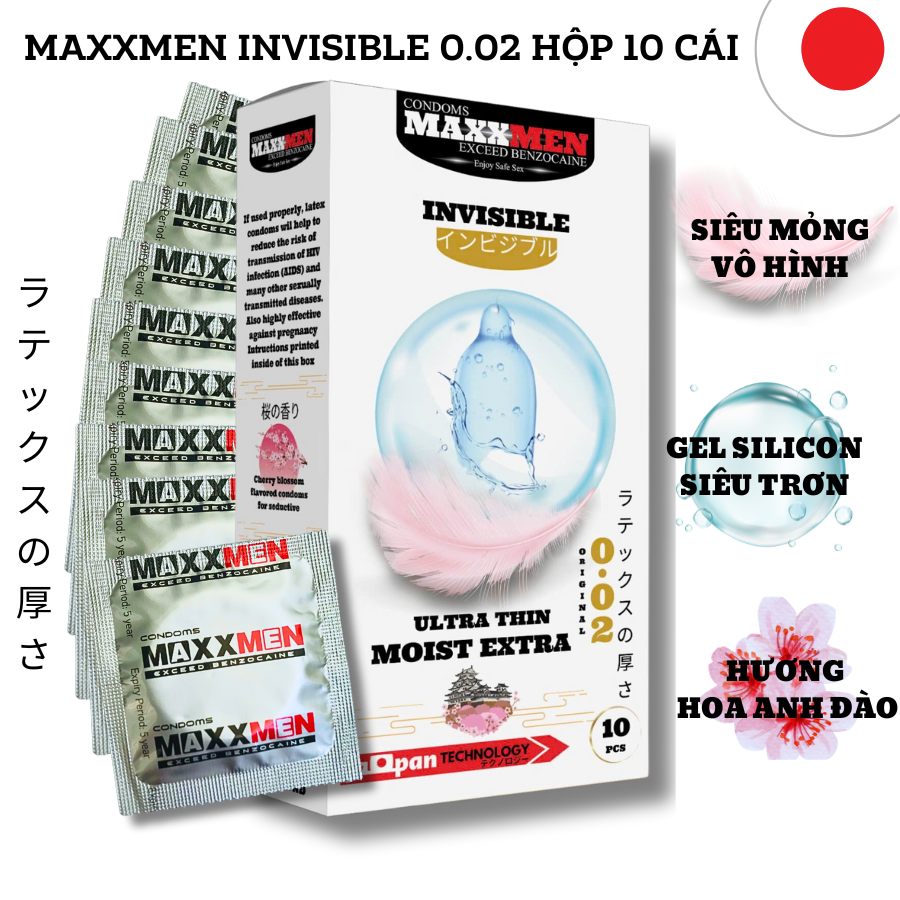 Bao cao su size 49mm Maxxmen Invisible 002, công nghệ NHẬT BẢN cực siêu mỏng NHIỀU GEL, hương hoa anh đào cho LGBT, Gay 15 Bao cao su size 49mm Maxxmen Invisible 002, công nghệ NHẬT BẢN cực siêu mỏng NHIỀU GEL, hương hoa anh đào cho LGBT, Gay