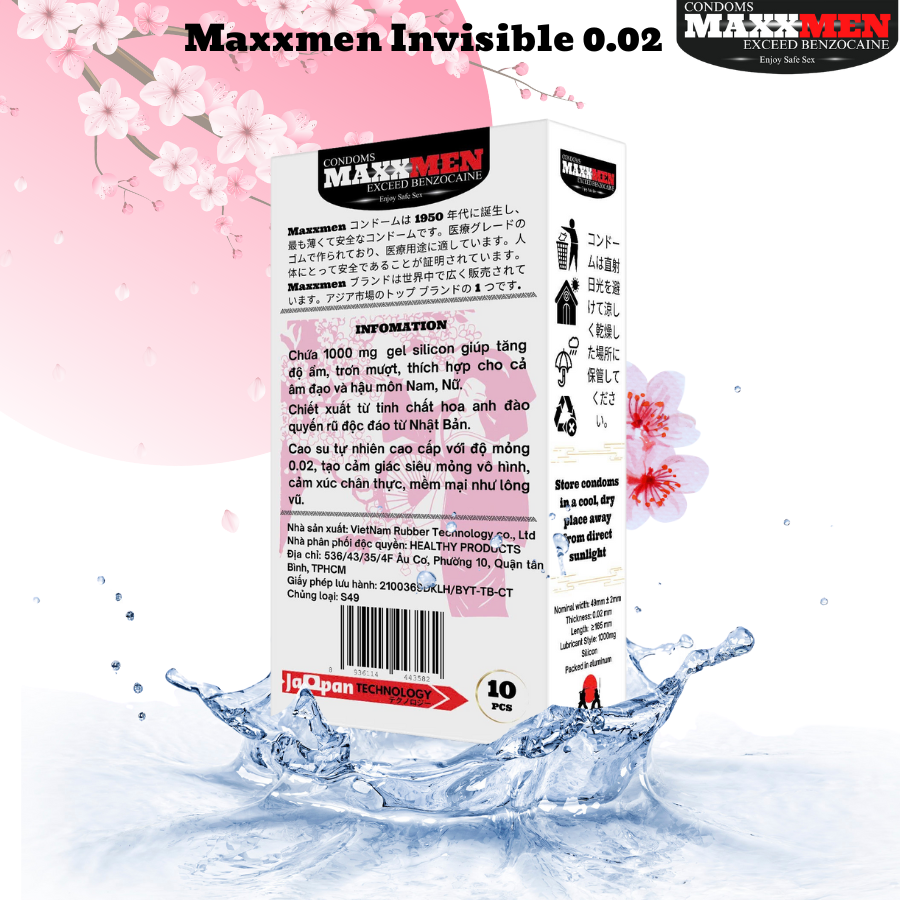 Bao cao su size 49mm Maxxmen Invisible 002, công nghệ NHẬT BẢN cực siêu mỏng NHIỀU GEL, hương hoa anh đào cho LGBT, Gay 16 Bao cao su size 49mm Maxxmen Invisible 002, công nghệ NHẬT BẢN cực siêu mỏng NHIỀU GEL, hương hoa anh đào cho LGBT, Gay
