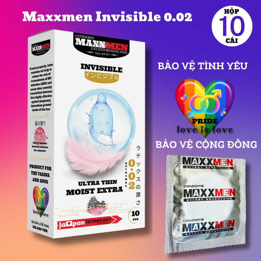 Bao cao su size 49mm Maxxmen Invisible 002, công nghệ NHẬT BẢN cực siêu mỏng NHIỀU GEL, hương hoa anh đào cho LGBT, Gay 18 Bao cao su size 49mm Maxxmen Invisible 002, công nghệ NHẬT BẢN cực siêu mỏng NHIỀU GEL, hương hoa anh đào cho LGBT, Gay