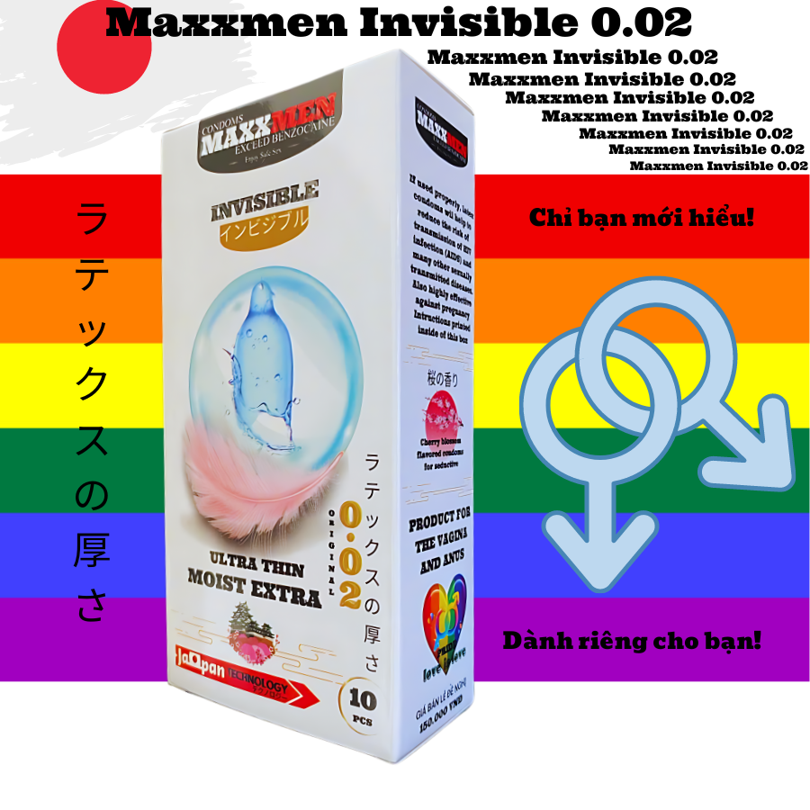 Bao cao su size 49mm Maxxmen Invisible 002, công nghệ NHẬT BẢN cực siêu mỏng NHIỀU GEL, hương hoa anh đào cho LGBT, Gay 1 Bao cao su size 49mm Maxxmen Invisible 002, công nghệ NHẬT BẢN cực siêu mỏng NHIỀU GEL, hương hoa anh đào cho LGBT, Gay