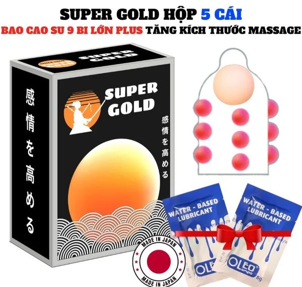 Bao Cao Su Bi Lớn 1 cm Super Gold Kèm 2 Gói Gel Bôi Trơn Oleo 8g 2 Bao Cao Su Bi Lớn 1 cm Super Gold Kèm 2 Gói Gel Bôi Trơn Oleo 8g