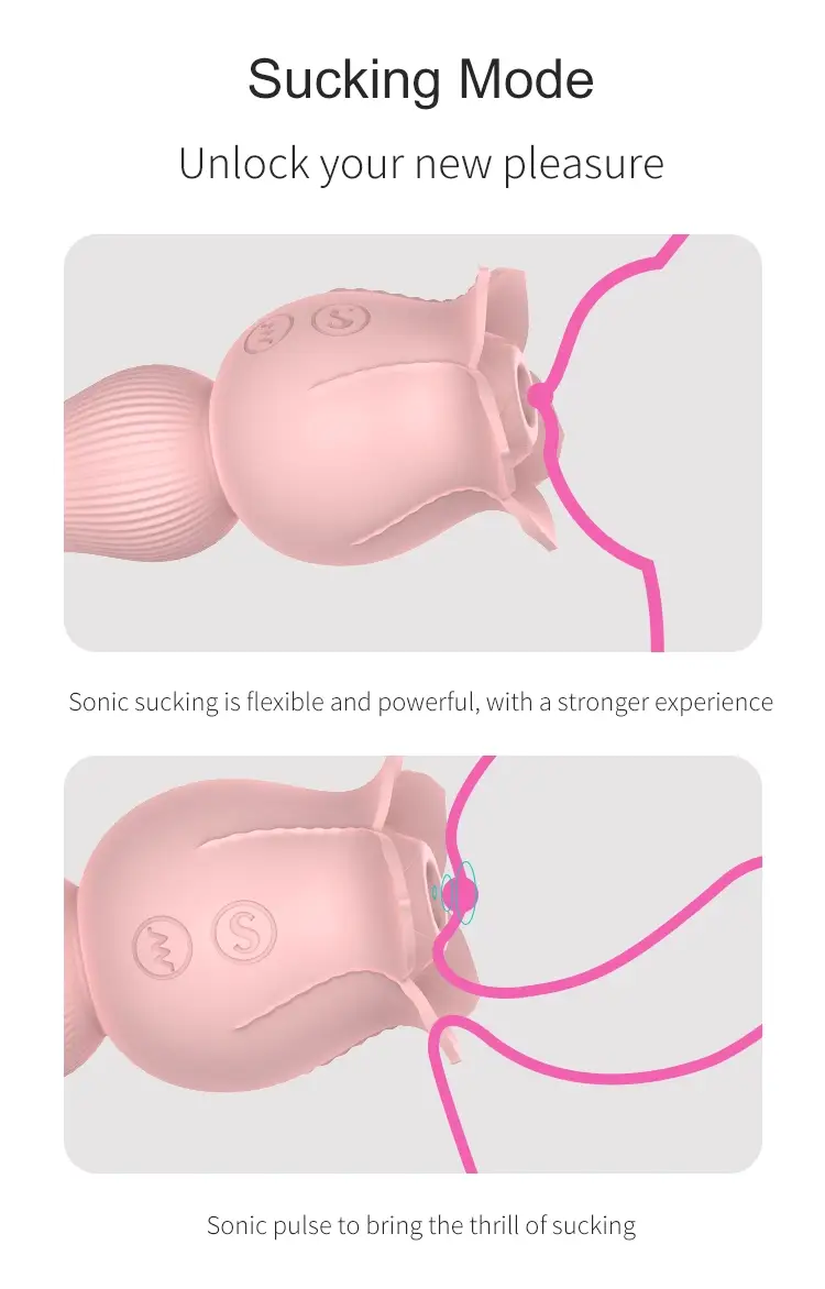 rose sucking and tongue vibrator 2in1 rose toy 1
