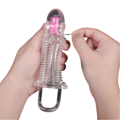 Bao Cao Su Đôn Dên Gai Rung Đầu Có Quai Đeo Silicon Siêu Mềm