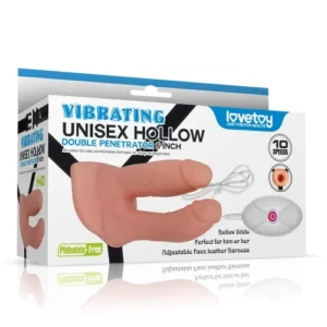 Dương Vật Giả Dây Đeo 2 Đầu Có Rung Lovetoy Vibrating Unisex Hollow Double Penetrator 6inch