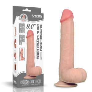 Dương Vật Giả Dildo Lovetoy 9.0″ Sliding Skin Dual Layer Dong – Màu da