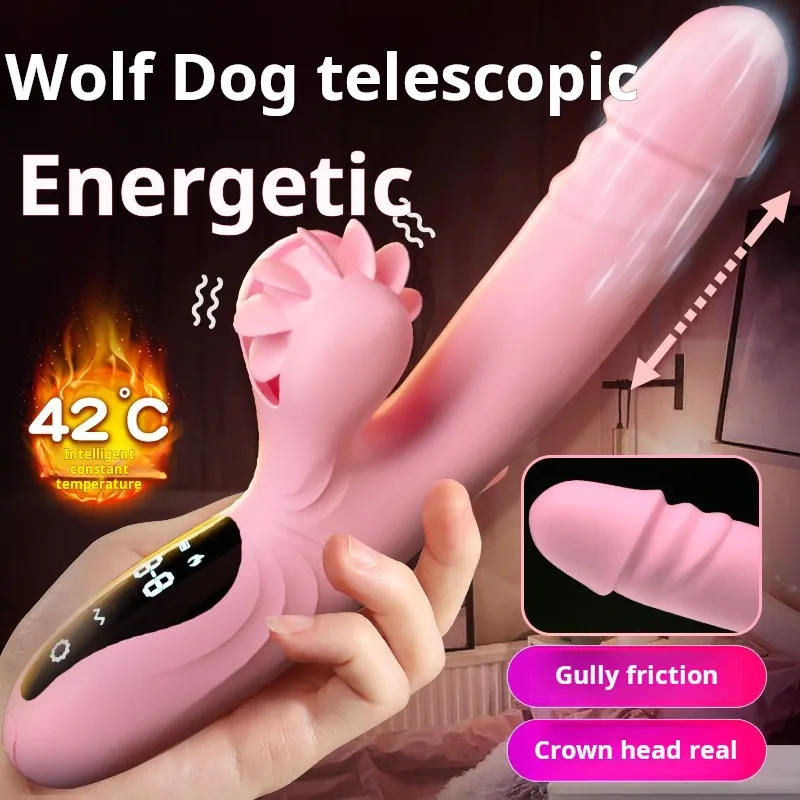 Tongue Licking Telescopic Vibrator Cannon Machine Silent Female Masturbation Device Adult Sex Toy 1
