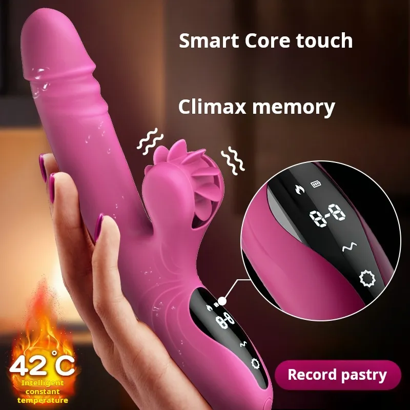 Tongue Licking Telescopic Vibrator Cannon Machine Silent Female Masturbation Device Adult Sex Toy 3