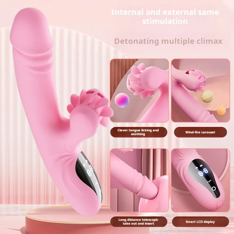 Tongue Licking Telescopic Vibrator Cannon Machine Silent Female Masturbation Device Adult Sex Toy