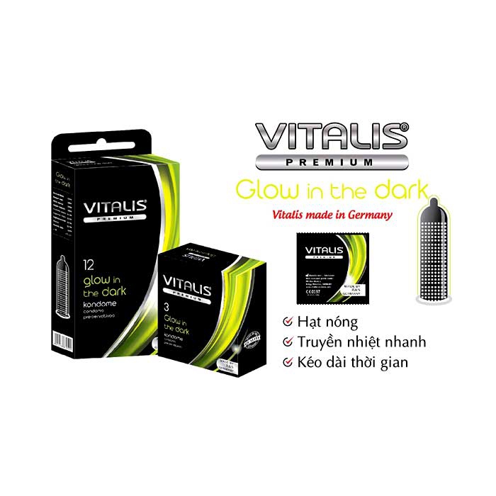 Bao Cao Su Vitalis Glow In The Dark 53mm Siêu Mỏng 3 Bao Cao Su Vitalis Glow In The Dark 53mm Siêu Mỏng