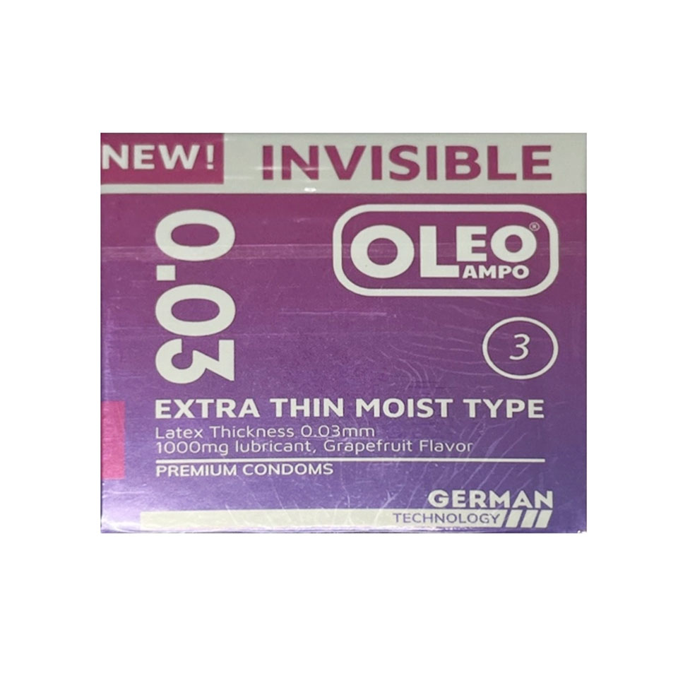 Bao Cao Su Oleo Lampo Invisible 0.03 – Siêu mỏng 0.03mm, Hương Nho Quyến Rũ 3 Bao Cao Su Oleo Lampo Invisible 0.03 – Siêu mỏng 0.03mm, Hương Nho Quyến Rũ