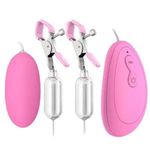 Trứng Rung & Kẹp Ngực Silicone 2 Trong 1 Kích Thích Đa Điểm, Chỉ Với Một Nút Bấm