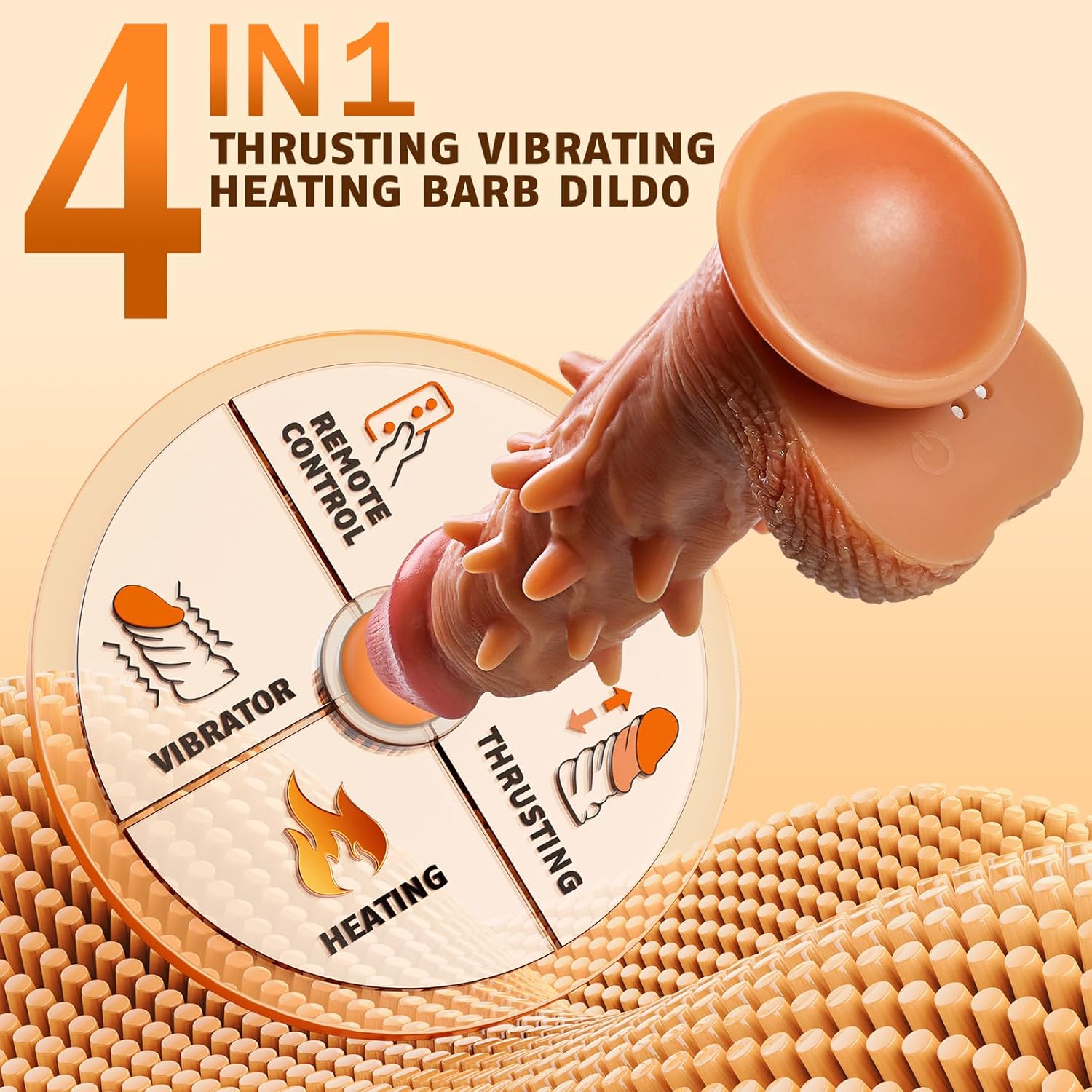 Dương Vật Giả Silicon Gai Rung Thụt Sưởi Ấm 4 Tính Năng Trong 1, Điều Khiển Xa 2 Dương Vật Giả Silicon Gai Rung Thụt Sưởi Ấm 4 Tính Năng Trong 1, Điều Khiển Xa