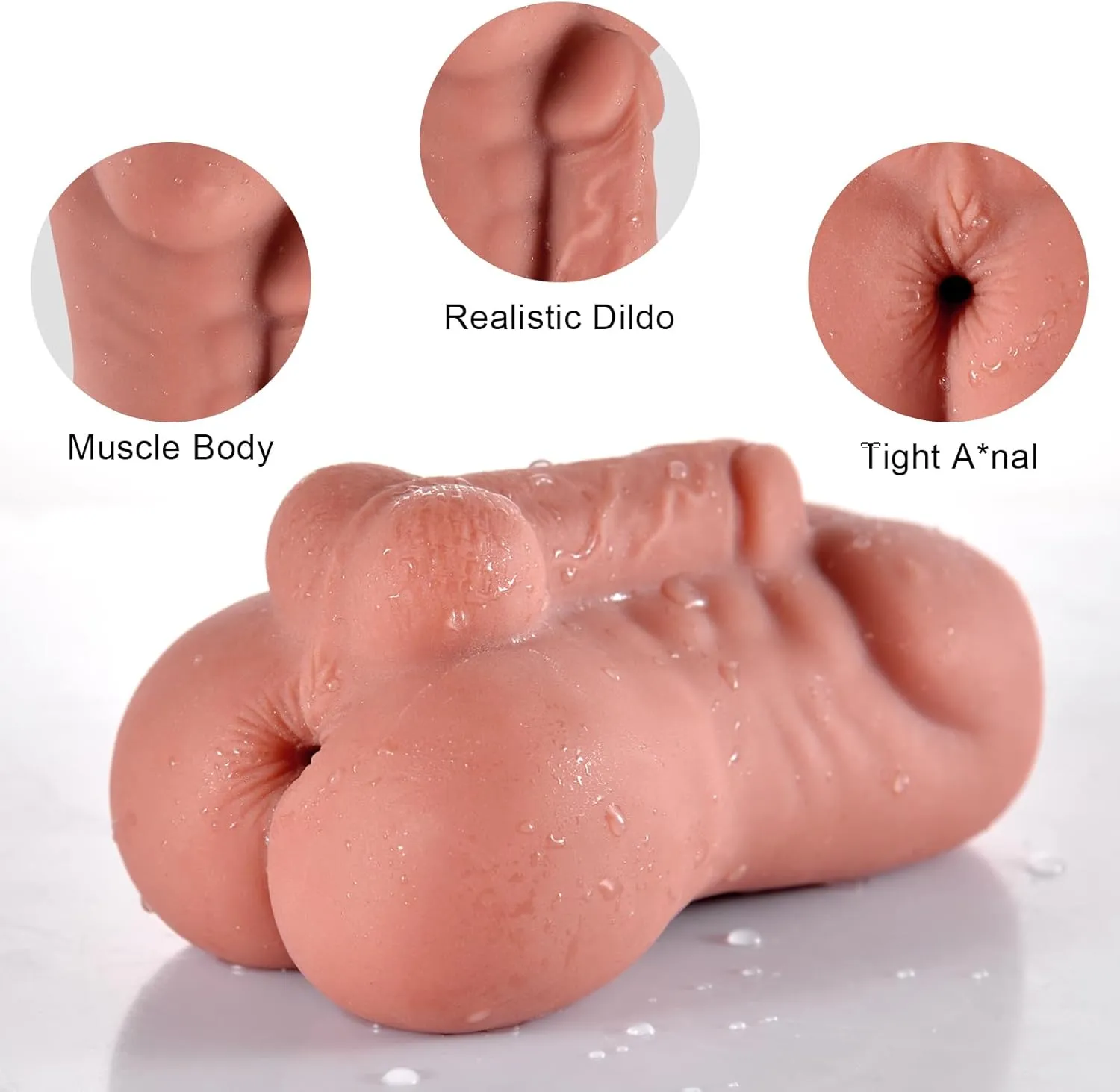 Cốc Thủ Dâm Bán Thân Nam 6 Múi Lực Hút Chân Không, Rãnh Xoắn Như Thật