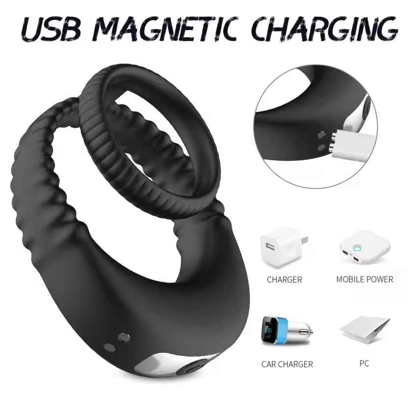 Vòng Đeo Dương Vật Kép Silicone Co Giãn 10 Chế Độ Rung 3 Vòng Đeo Dương Vật Kép Silicone Co Giãn 10 Chế Độ Rung