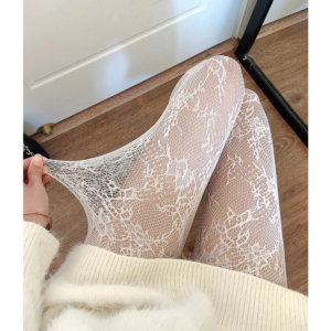 Tất Đùi Lưới Và Lụa Cao Cấp Quần Tất Vớ Học Sinh Hàn Quốc Đáng Yêu Sexy Phối Cùng Trang Phục - Quần Tất Hoa Trắng