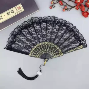Phụ Kiện Cosplay Dễ Thương Cho Nữ Sexy Gợi Cảm - Quạt Đen + Tua Rua
