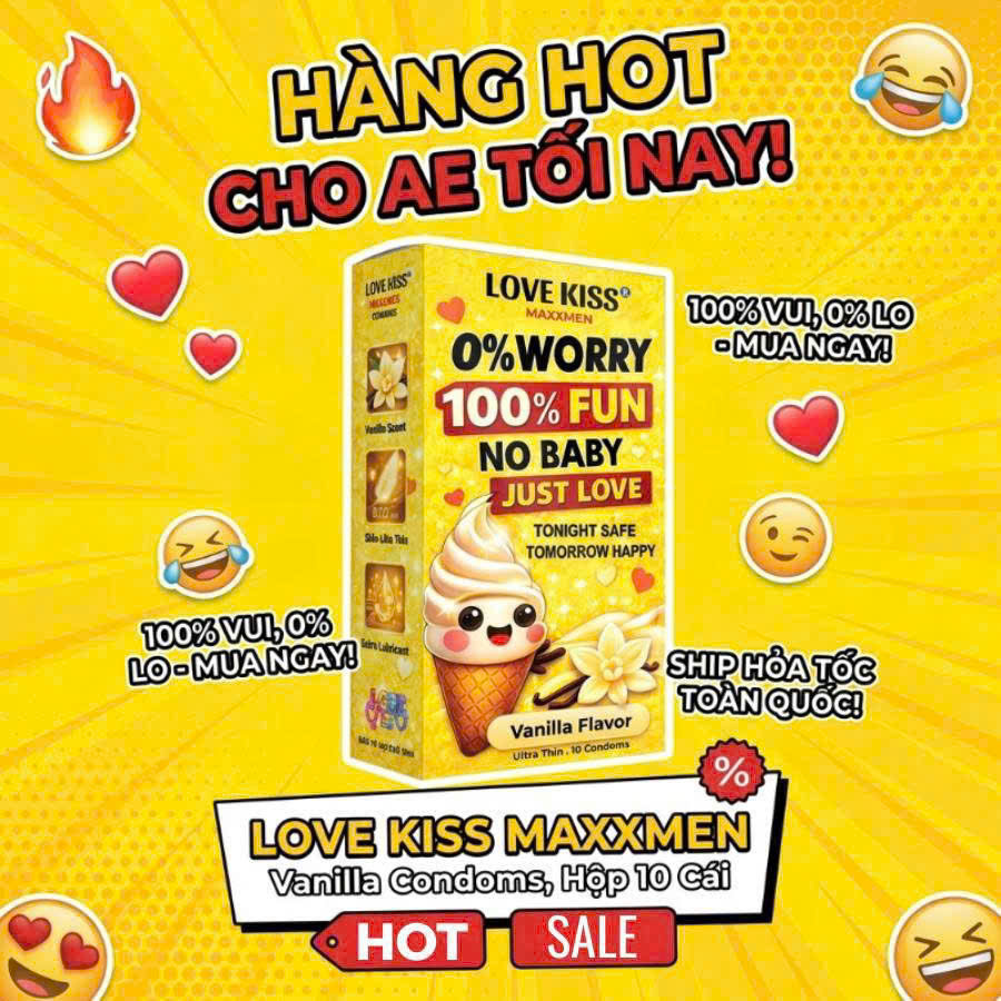 Bao Cao Su Love Kiss MAXXMEN Vanilla Siêu Mỏng 0.02mm Hương Vani 8 Bao Cao Su Love Kiss MAXXMEN Vanilla Siêu Mỏng 0.02mm Hương Vani