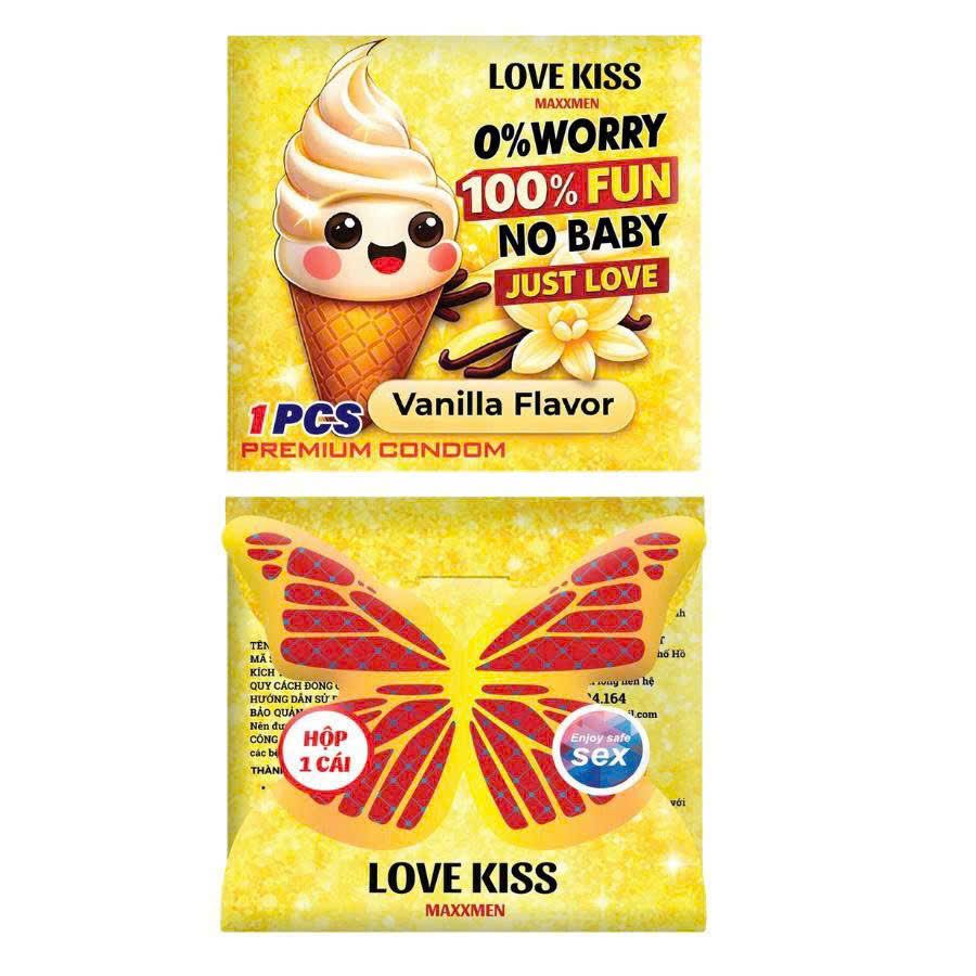Bao Cao Su Love Kiss MAXXMEN Vanilla Siêu Mỏng 0.02mm Hương Vani 3 Bao Cao Su Love Kiss MAXXMEN Vanilla Siêu Mỏng 0.02mm Hương Vani