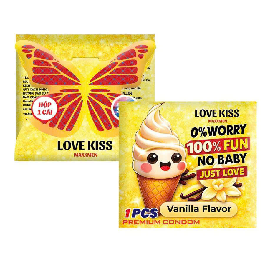 Bao Cao Su Love Kiss MAXXMEN Vanilla Siêu Mỏng 0.02mm Hương Vani 2 Bao Cao Su Love Kiss MAXXMEN Vanilla Siêu Mỏng 0.02mm Hương Vani