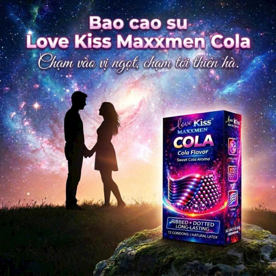 Bao Cao Su Love Kiss Maxxmen Cola Hộp 12 Cái – Gân Gai Kéo Dài Thời Gian, Hương Cola Ngọt Ngào 6 Bao Cao Su Love Kiss Maxxmen Cola Hộp 12 Cái – Gân Gai Kéo Dài Thời Gian, Hương Cola Ngọt Ngào