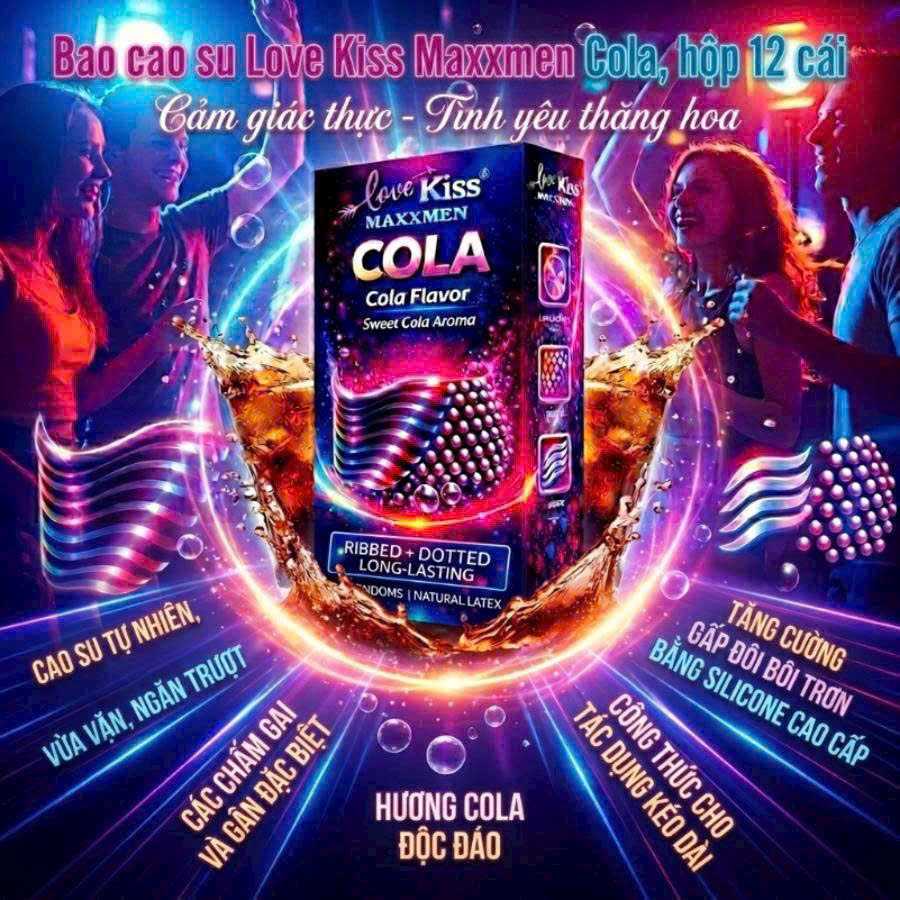 Bao Cao Su Love Kiss Maxxmen Cola Hộp 12 Cái – Gân Gai Kéo Dài Thời Gian, Hương Cola Ngọt Ngào 3 Bao Cao Su Love Kiss Maxxmen Cola Hộp 12 Cái – Gân Gai Kéo Dài Thời Gian, Hương Cola Ngọt Ngào
