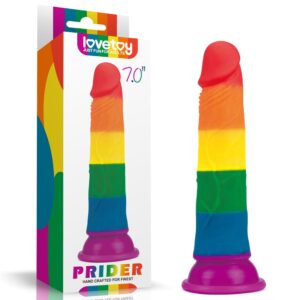 Dương Vật Giả Lovetoy Prider 7inch Đa Sắc Cầu Vồng, Đế Hút Mạnh