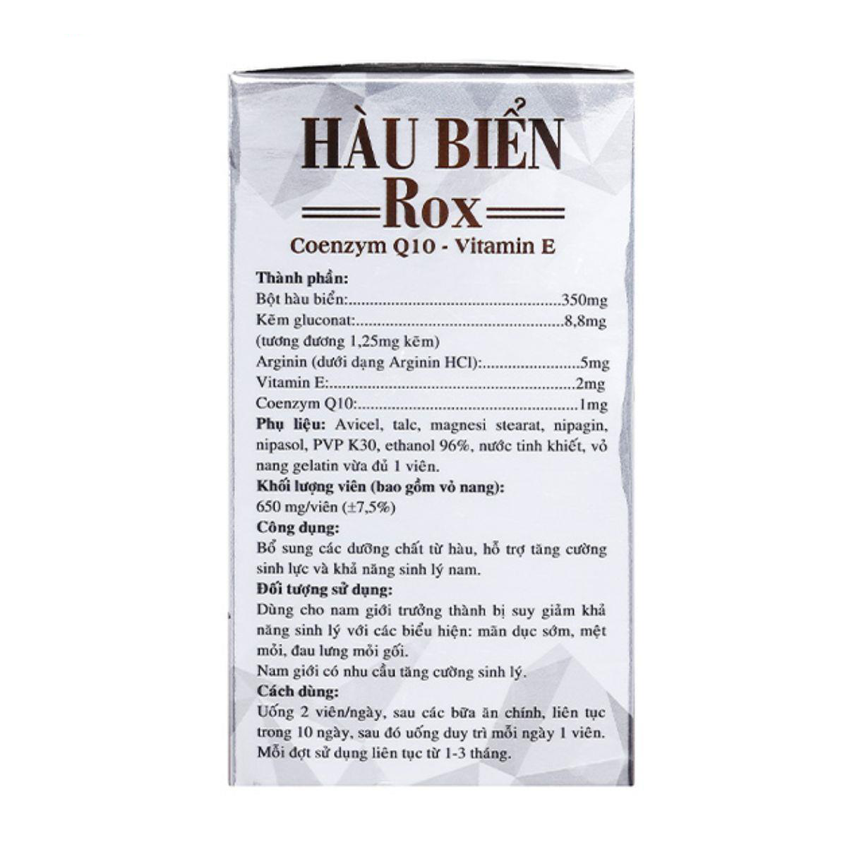 HÀU BIỂN ROX Bạc – Hộp 30 Viên Nang Cứng 5 HÀU BIỂN ROX Bạc – Hộp 30 Viên Nang Cứng