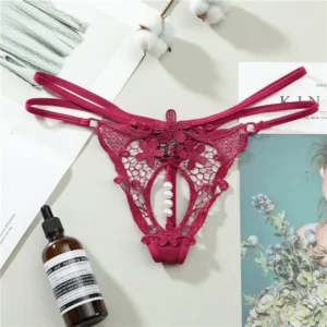 Quần Lót Đính Hạt Lọt Khe Sexy Bonita Phối Hoa Gợi Cảm Chip Nữ Dây Lưng Cao Quyến Rũ – T308 Đỏ
