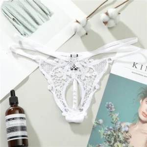 Quần Lót Đính Hạt Lọt Khe Sexy Bonita Phối Hoa Gợi Cảm Chip Nữ Dây Lưng Cao Quyến Rũ – T308 Trắng