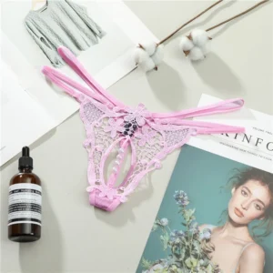 Quần Lót Đính Hạt Lọt Khe Sexy Bonita Phối Hoa Gợi Cảm Chip Nữ Dây Lưng Cao Quyến Rũ – T308 Hồng
