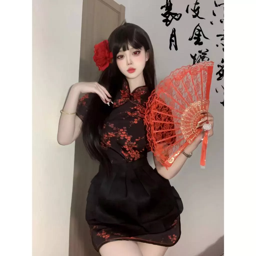 Cosplay Sườn Xám Cách Tân Kèm Tạp Dề Siêu Xinh Dễ Thương Set Đồ Cổ Trang Trung Hoa Xẻ Tà Gợi Cảm - N386 Đen 2 Cosplay Sườn Xám Cách Tân Kèm Tạp Dề Siêu Xinh Dễ Thương Set Đồ Cổ Trang Trung Hoa Xẻ Tà Gợi Cảm - N386 Đen