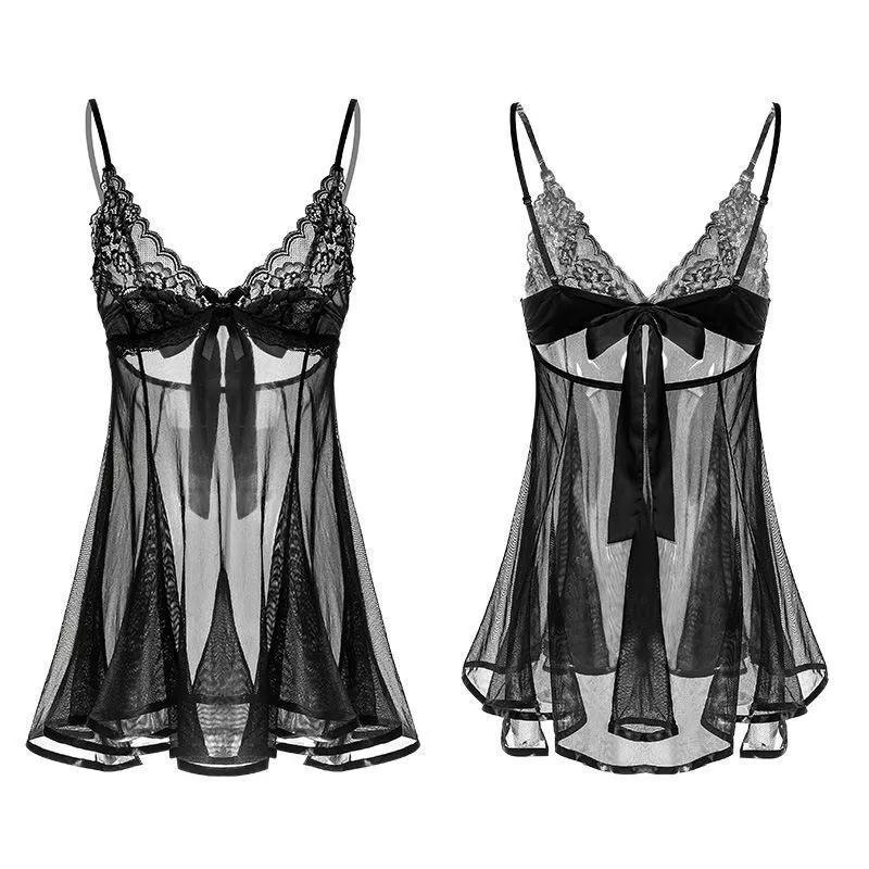 Váy Ngủ Sexy Tiểu Thư Cột Nơ Lưng Gợi Cảm Đáng Yêu Đầm Thức Ren Xuyên Thấu Kèm Chip Quyến Rũ Sang Chảnh - N153 Đen 9 vn 11134207 7r98o lzsif2u466a5b0