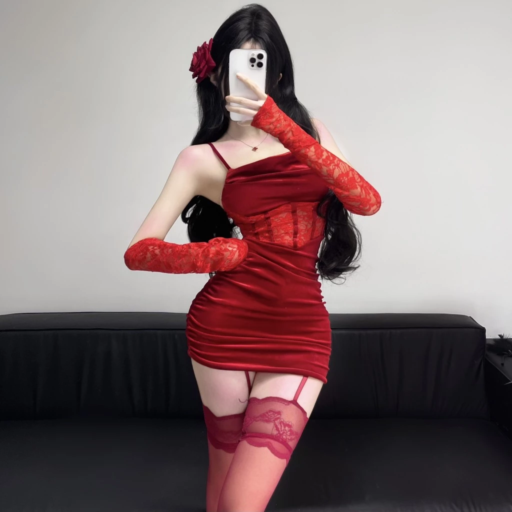 Váy Body Sexy Nhung Phối Ren Có Đệm Ngực Xinh Quyến Rũ Đầm 2 Dây Đi Tiệc Bar Pub Club Sang Chảnh Gợi Cảm - N197 Đỏ 11 vn 11134207 7ra0g m98oewfq7u4kbb