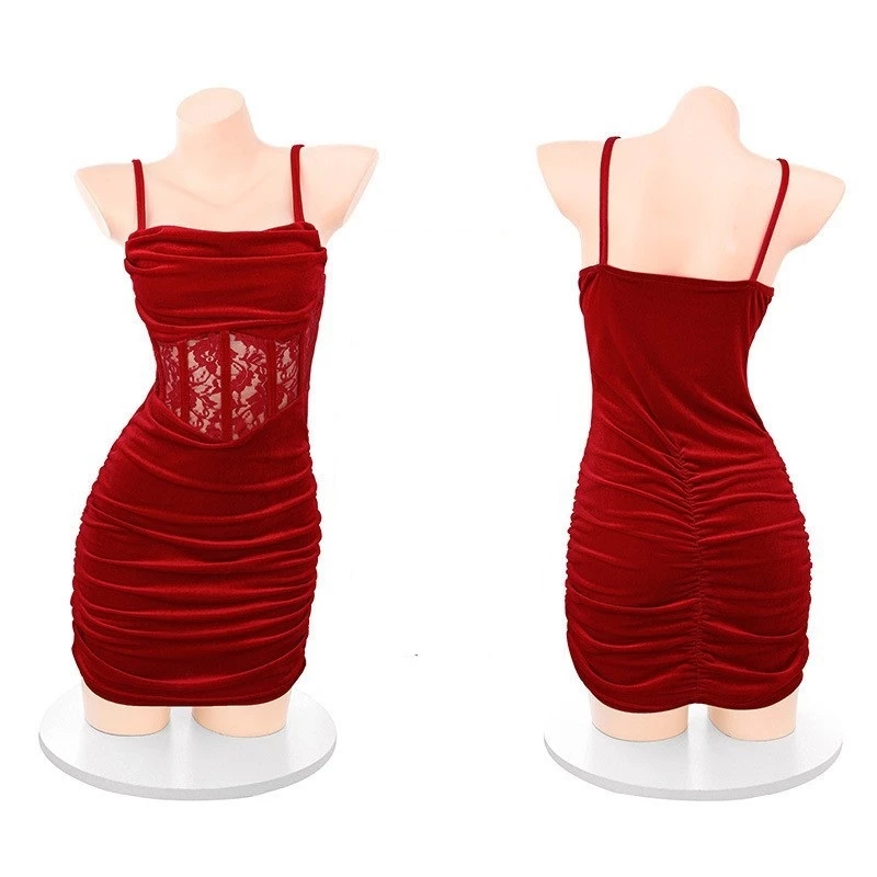 Váy Body Sexy Nhung Phối Ren Có Đệm Ngực Xinh Quyến Rũ Đầm 2 Dây Đi Tiệc Bar Pub Club Sang Chảnh Gợi Cảm - N197 Đỏ 12 vn 11134207 7ra0g m98oewfq7ude7c